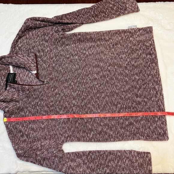 Woolly Threads Sweater Quarter Zip Pullover Maroon Cream Textured Women's Sz S - Picture 5 of 8